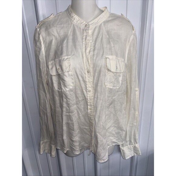 Tommy Hilfiger Women’s 100% Linen Button Up Size XL - Picture 1 of 8